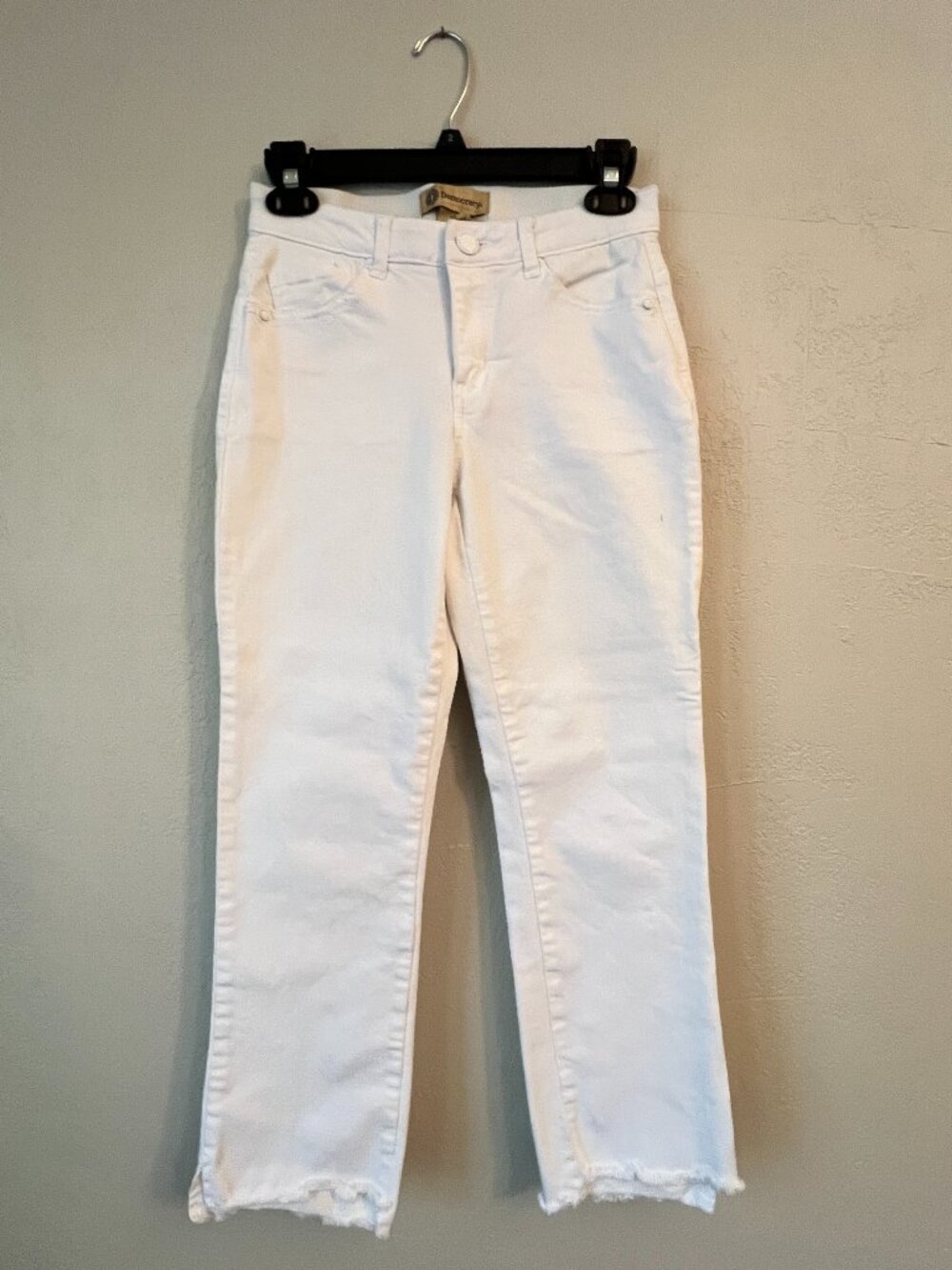 Democracy Womens White Cropped Straight Leg Jeans Size 2 Ab Technology Raw Hem